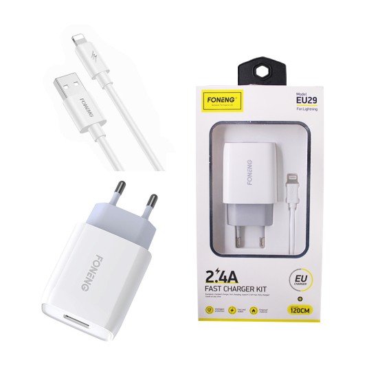 Foneng Fast Charger EU29 with Lightning Cable 1USB 2.4A White